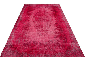 Red Over Dyed Vintage Rug 5'5'' x 8'10'' ft 165 x 268 cm