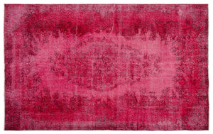 Red Over Dyed Vintage Rug 5'5'' x 8'10'' ft 165 x 268 cm