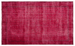 Red Over Dyed Vintage Rug 5'11'' x 9'9'' ft 180 x 296 cm