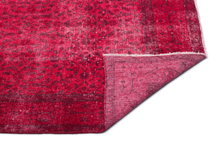 Red Over Dyed Vintage Rug 5'11'' x 9'9'' ft 180 x 296 cm