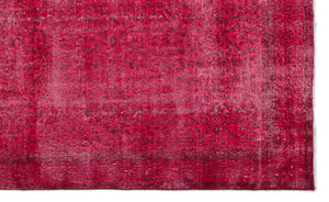 Red Over Dyed Vintage Rug 5'11'' x 9'9'' ft 180 x 296 cm