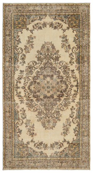 Beige Over Dyed Vintage Rug 5'7'' x 10'6'' ft 171 x 320 cm