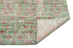 Green Over Dyed Vintage Rug 4'7'' x 8'1'' ft 140 x 246 cm