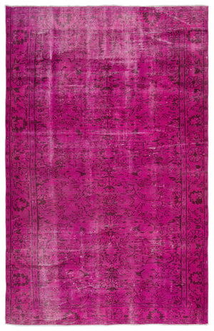 Fuchsia Over Dyed Vintage Rug 6'2'' x 9'3'' ft 188 x 283 cm