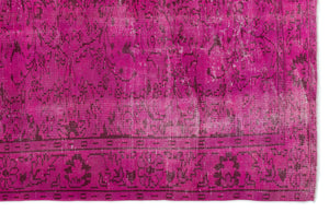 Fuchsia Over Dyed Vintage Rug 6'2'' x 9'3'' ft 188 x 283 cm