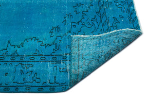 Turquoise Over Dyed Vintage Rug 5'9'' x 9'4'' ft 174 x 285 cm