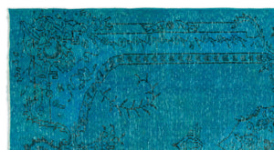 Turquoise Over Dyed Vintage Rug 5'2'' x 9'3'' ft 157 x 283 cm