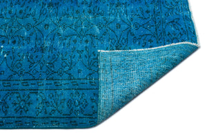 Turquoise Over Dyed Vintage Rug 5'9'' x 8'8'' ft 174 x 265 cm