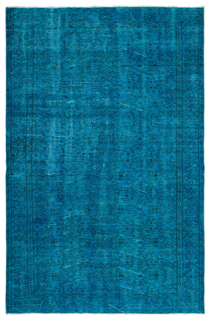 Turquoise Over Dyed Vintage Rug 5'9'' x 8'8'' ft 174 x 265 cm