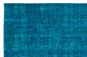 Turquoise Over Dyed Vintage Rug 5'9'' x 8'8'' ft 174 x 265 cm