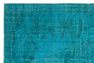 Turquoise Over Dyed Vintage Rug 6'1'' x 9'0'' ft 185 x 275 cm