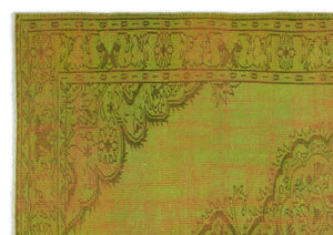 Green Over Dyed Vintage Rug 6'0'' x 8'5'' ft 184 x 257 cm