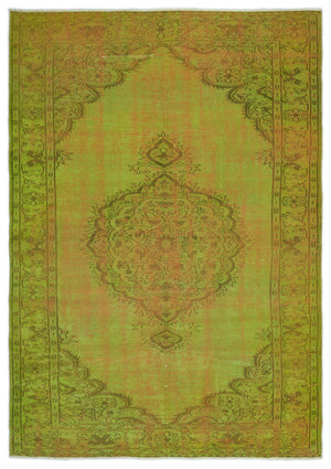 Green Over Dyed Vintage Rug 6'0'' x 8'5'' ft 184 x 257 cm