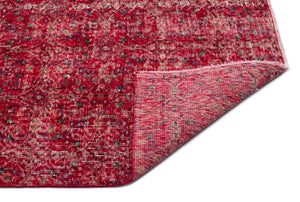 Red Over Dyed Vintage Rug 4'11'' x 9'3'' ft 150 x 281 cm