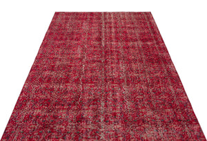 Red Over Dyed Vintage Rug 4'11'' x 9'3'' ft 150 x 281 cm