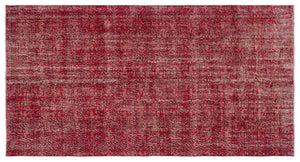 Red Over Dyed Vintage Rug 4'11'' x 9'3'' ft 150 x 281 cm