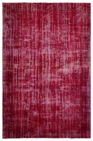 Red Over Dyed Vintage Rug 6'10'' x 10'6'' ft 209 x 320 cm