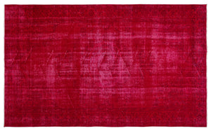 Red Over Dyed Vintage Rug 5'8'' x 9'3'' ft 172 x 282 cm