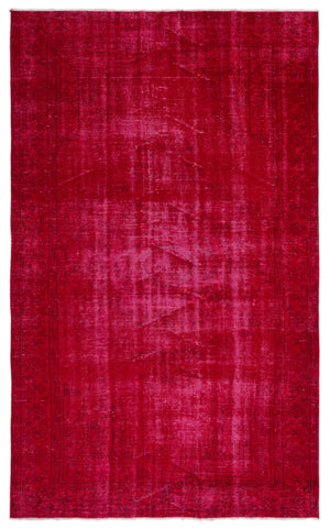 Red Over Dyed Vintage Rug 5'8'' x 9'3'' ft 172 x 282 cm