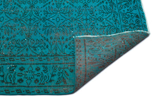Turquoise Over Dyed Vintage Rug 5'9'' x 9'5'' ft 176 x 287 cm
