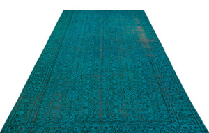 Turquoise Over Dyed Vintage Rug 5'9'' x 9'5'' ft 176 x 287 cm