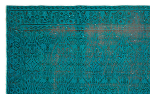 Turquoise Over Dyed Vintage Rug 5'9'' x 9'5'' ft 176 x 287 cm