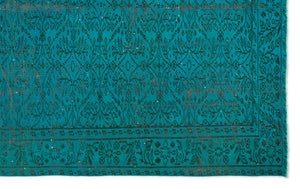 Turquoise Over Dyed Vintage Rug 5'9'' x 9'5'' ft 176 x 287 cm