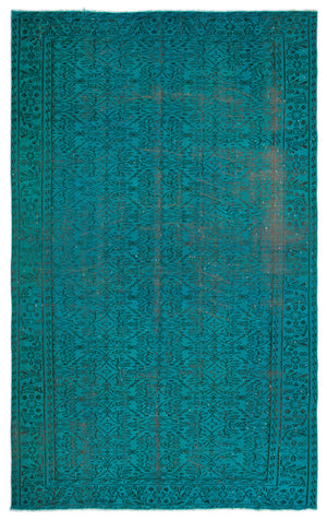 Turquoise Over Dyed Vintage Rug 5'9'' x 9'5'' ft 176 x 287 cm