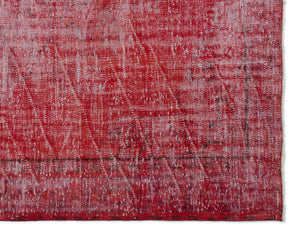 Red Over Dyed Vintage Rug 6'5'' x 7'12'' ft 195 x 243 cm