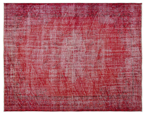 Red Over Dyed Vintage Rug 6'5'' x 7'12'' ft 195 x 243 cm