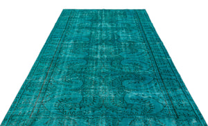 Turquoise Over Dyed Vintage Rug 6'0'' x 9'3'' ft 183 x 281 cm