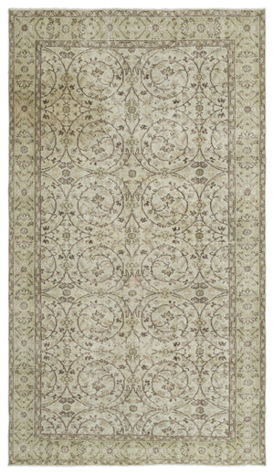 Beige Over Dyed Vintage Rug 5'7'' x 9'9'' ft 171 x 297 cm