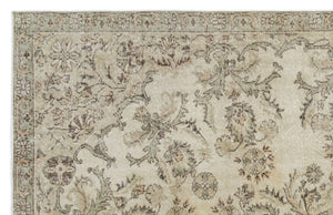 Beige Over Dyed Vintage Rug 6'1'' x 9'5'' ft 185 x 288 cm