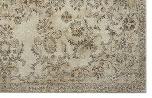 Beige Over Dyed Vintage Rug 6'1'' x 9'5'' ft 185 x 288 cm