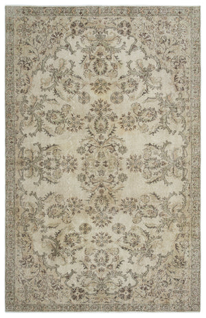 Beige Over Dyed Vintage Rug 6'1'' x 9'5'' ft 185 x 288 cm