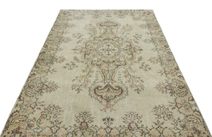 Beige Over Dyed Vintage Rug 5'5'' x 8'10'' ft 164 x 269 cm