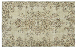 Beige Over Dyed Vintage Rug 5'5'' x 8'10'' ft 164 x 269 cm