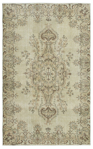 Beige Over Dyed Vintage Rug 5'5'' x 8'10'' ft 164 x 269 cm