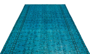 Turquoise Over Dyed Vintage Rug 5'10'' x 9'6'' ft 177 x 289 cm