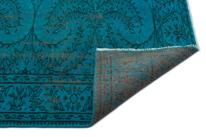 Turquoise Over Dyed Vintage Rug 5'11'' x 9'1'' ft 181 x 278 cm