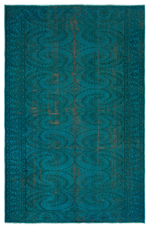 Turquoise Over Dyed Vintage Rug 5'11'' x 9'1'' ft 181 x 278 cm