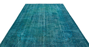 Turquoise Over Dyed Vintage Rug 7'2'' x 10'2'' ft 219 x 309 cm