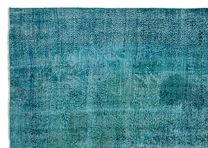 Turquoise Over Dyed Vintage Rug 7'2'' x 10'2'' ft 219 x 309 cm