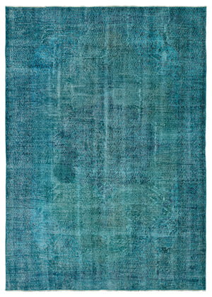 Turquoise Over Dyed Vintage Rug 7'2'' x 10'2'' ft 219 x 309 cm