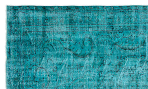 Turquoise Over Dyed Vintage Rug 5'4'' x 8'11'' ft 162 x 272 cm