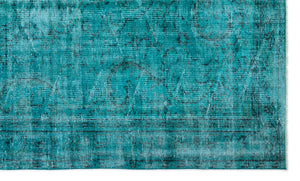 Turquoise Over Dyed Vintage Rug 5'4'' x 8'11'' ft 162 x 272 cm