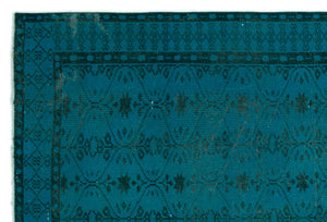 Turquoise Over Dyed Vintage Rug 6'4'' x 9'5'' ft 194 x 286 cm