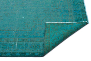 Turquoise  Over Dyed Vintage Rug 5'4'' x 8'4'' ft 162 x 255 cm