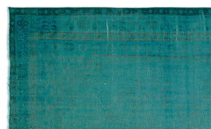 Turquoise  Over Dyed Vintage Rug 5'4'' x 8'4'' ft 162 x 255 cm