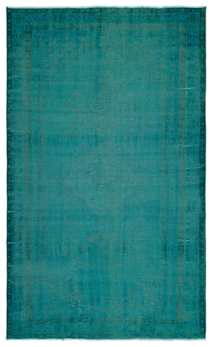 Turquoise  Over Dyed Vintage Rug 5'4'' x 8'4'' ft 162 x 255 cm